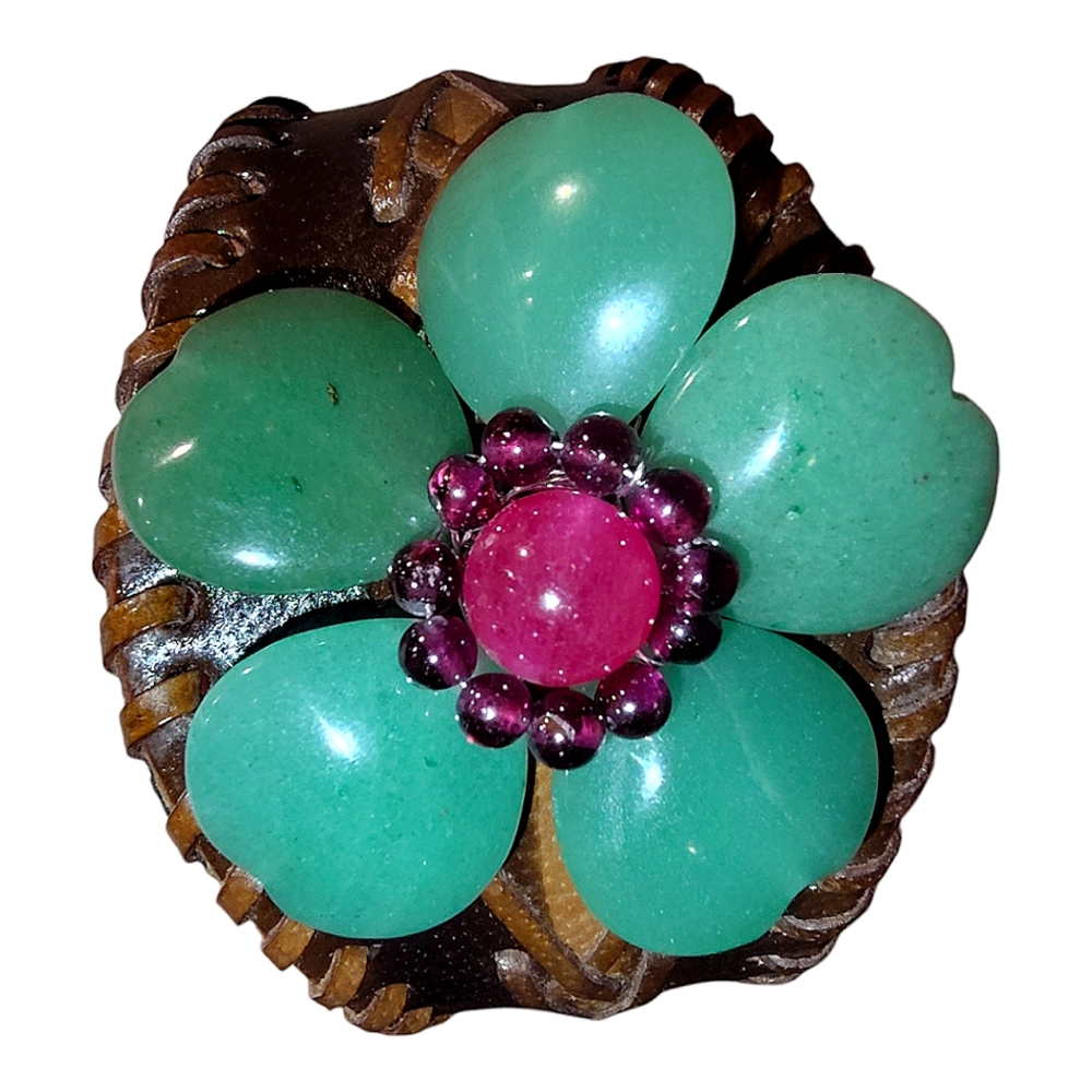 Jade Leather Cuff Bracelet Handmade
